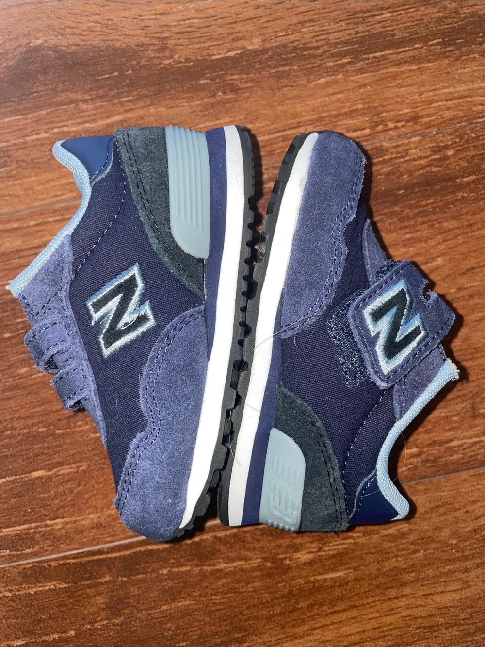 New Balance Kids Navy and Gray Velcro Sneakers